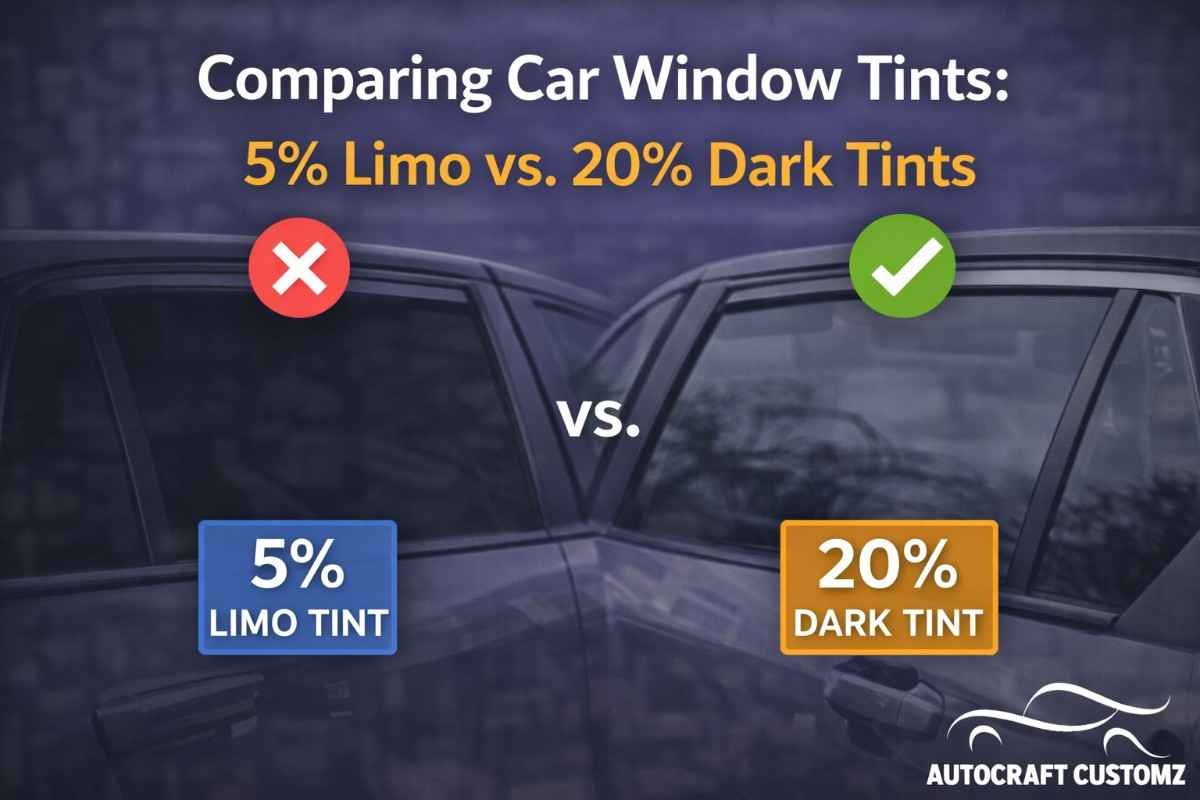 Limous Tints Comparing Car Window Tints: 5% Limo vs. 20% Dark Tints - autocraftcustomz